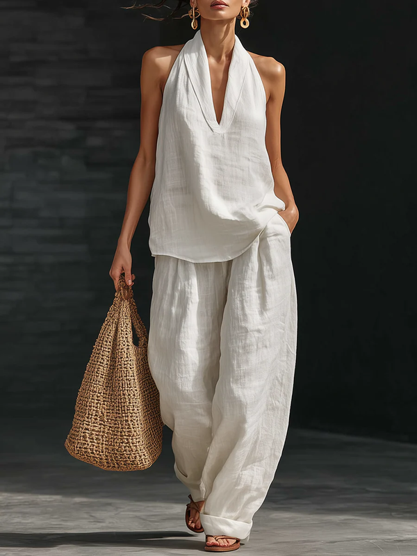 Conjunto sin mangas con pantalón ancho