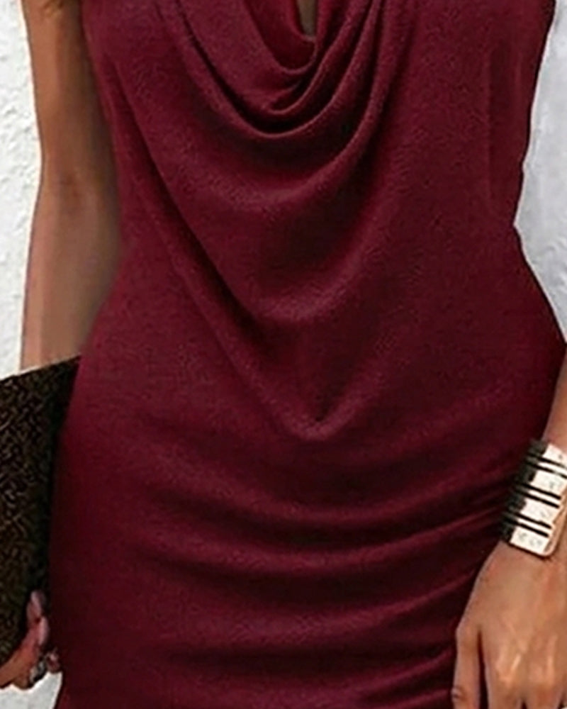 Kira — Vestido sin mangas con cuello drapeado