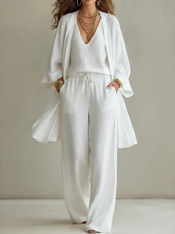 Conjunto casual de lino de 3 piezas