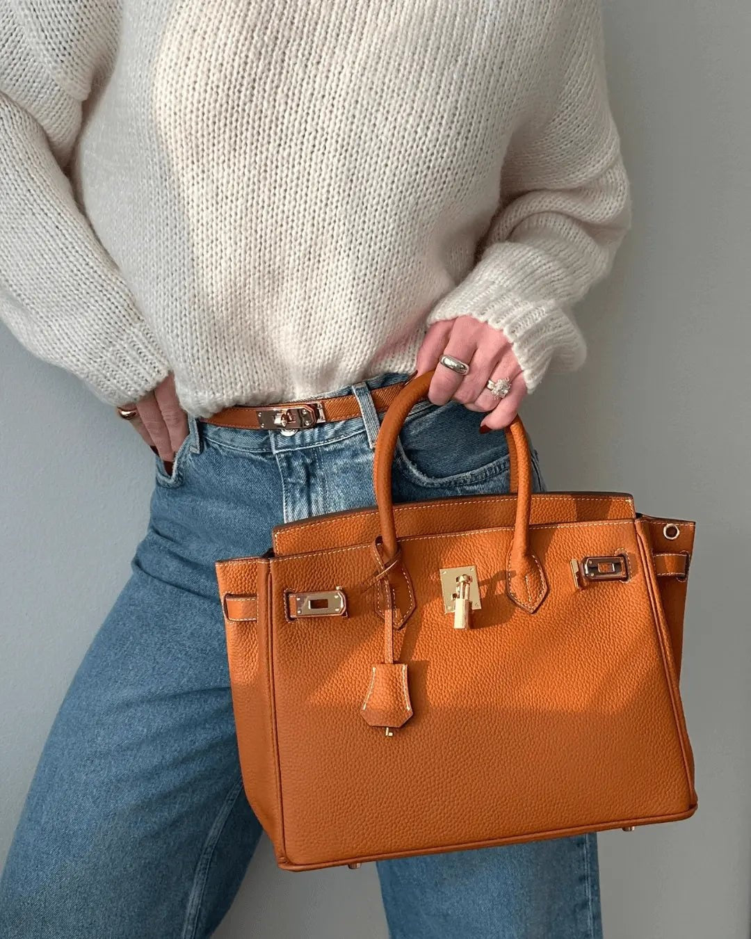 Cayetana · Bolso de mano de piel con asas dobles