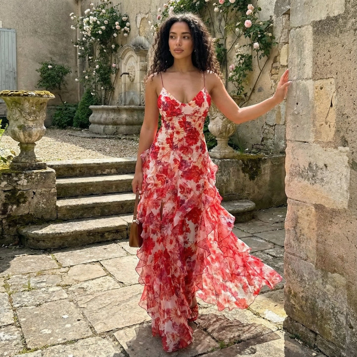 Carmina · Vestido largo con volantes