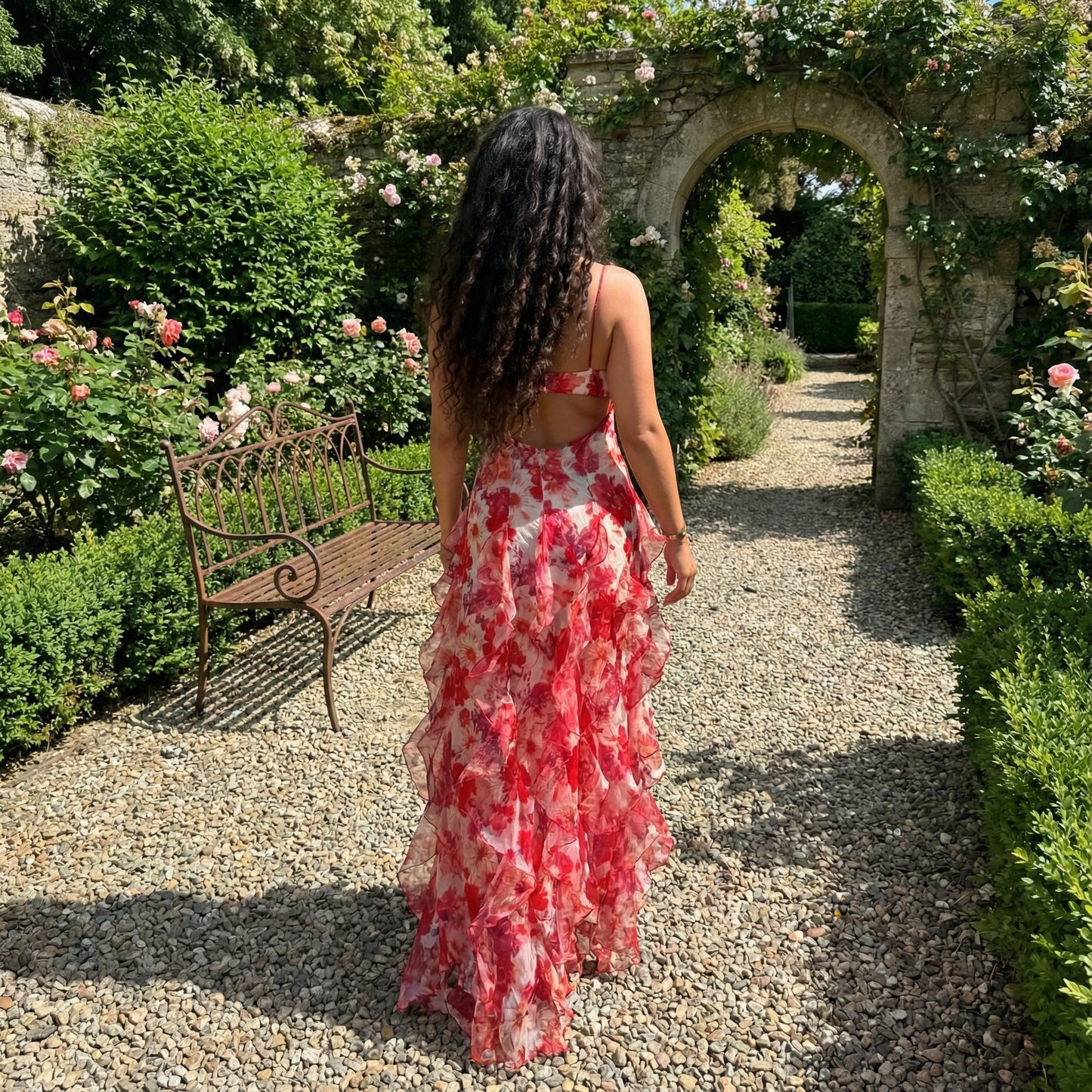 Carmina · Vestido largo con volantes