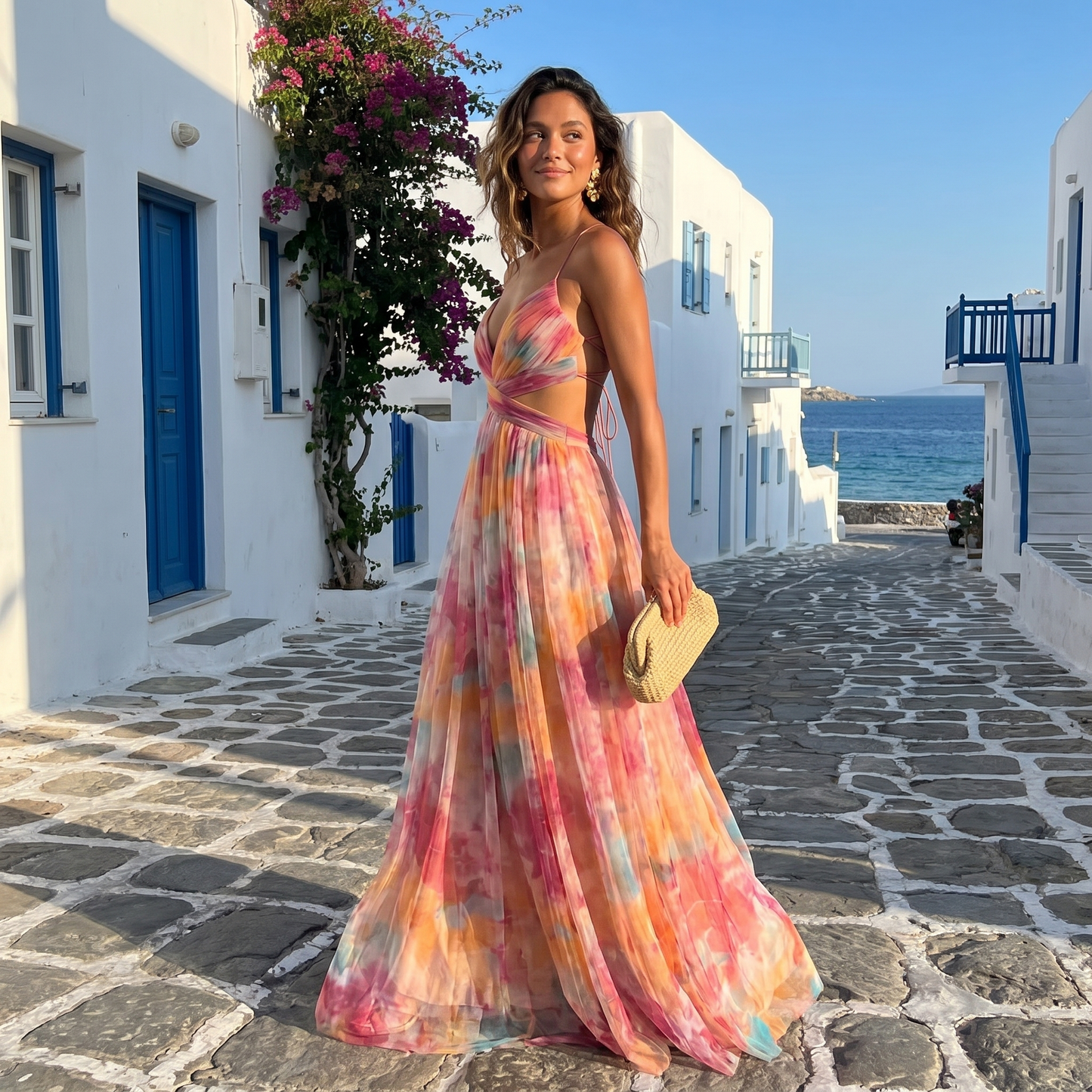 Dayana — Vestido largo con botones delanteros