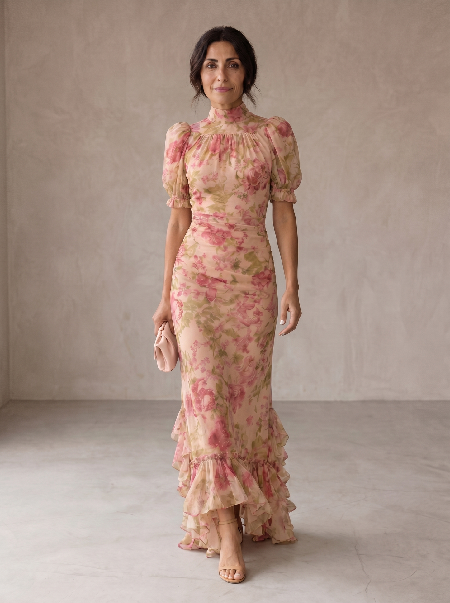 Rosario | Vestido largo floral de gasa