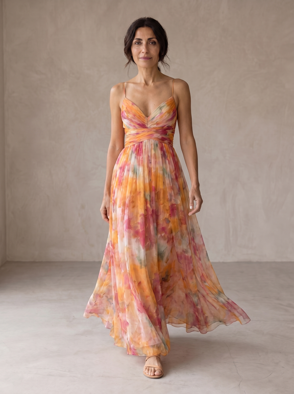 Giselle | Encantador vestido maxi con estampado floral