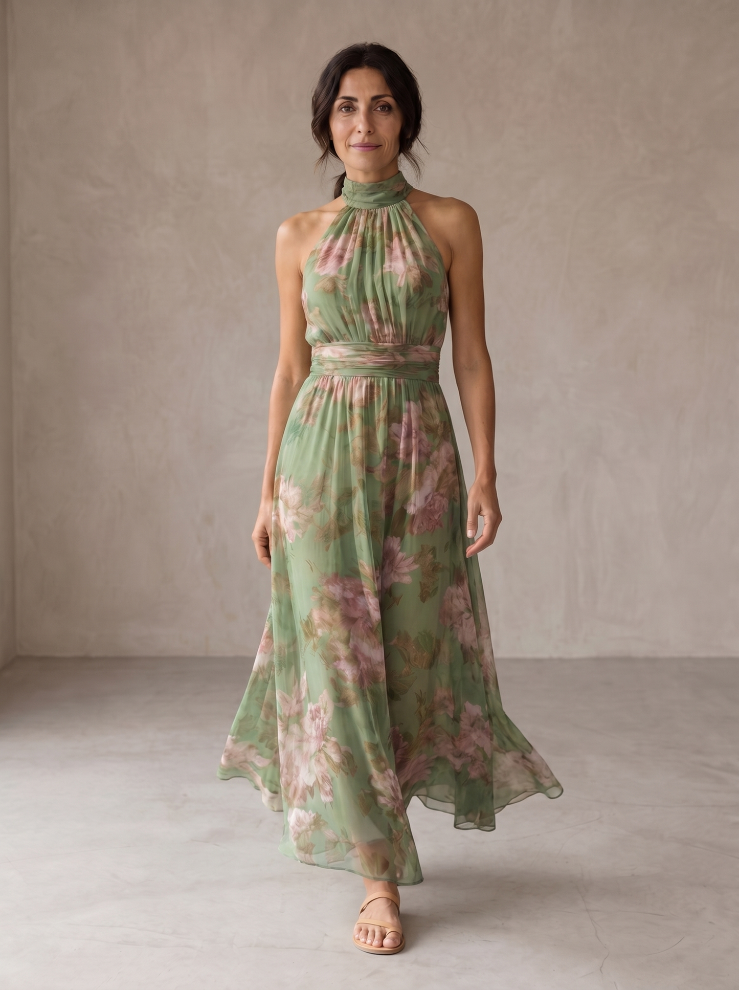 Livia | Vestido maxi floral elegante con cuello halter