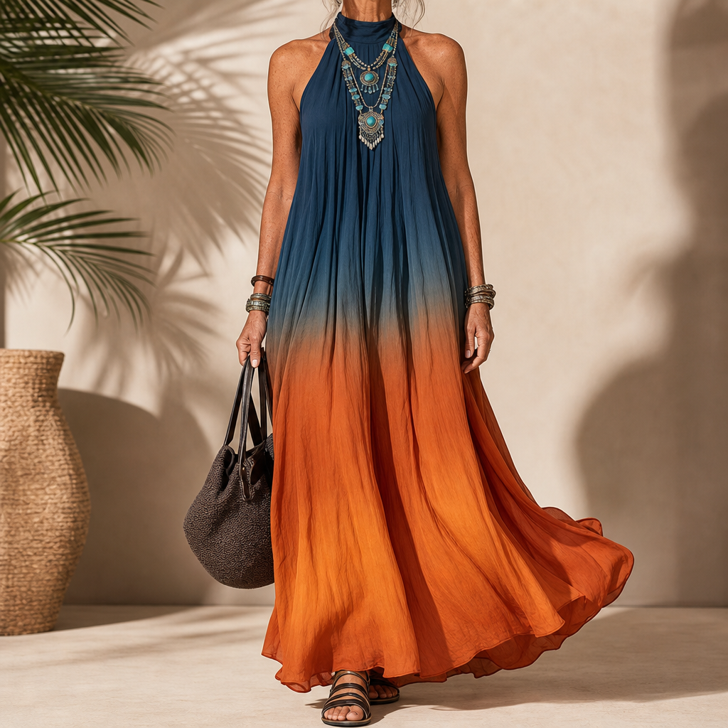 Verónica — Vestido vaporoso con cuello halter
