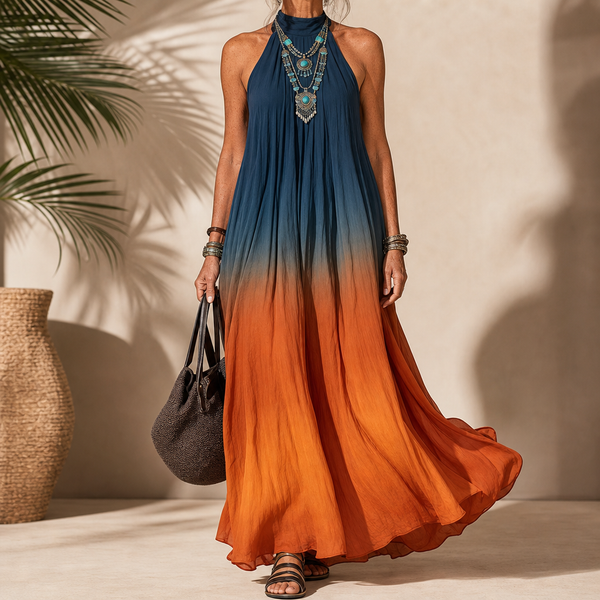 Vestido vaporoso con cuello halter
