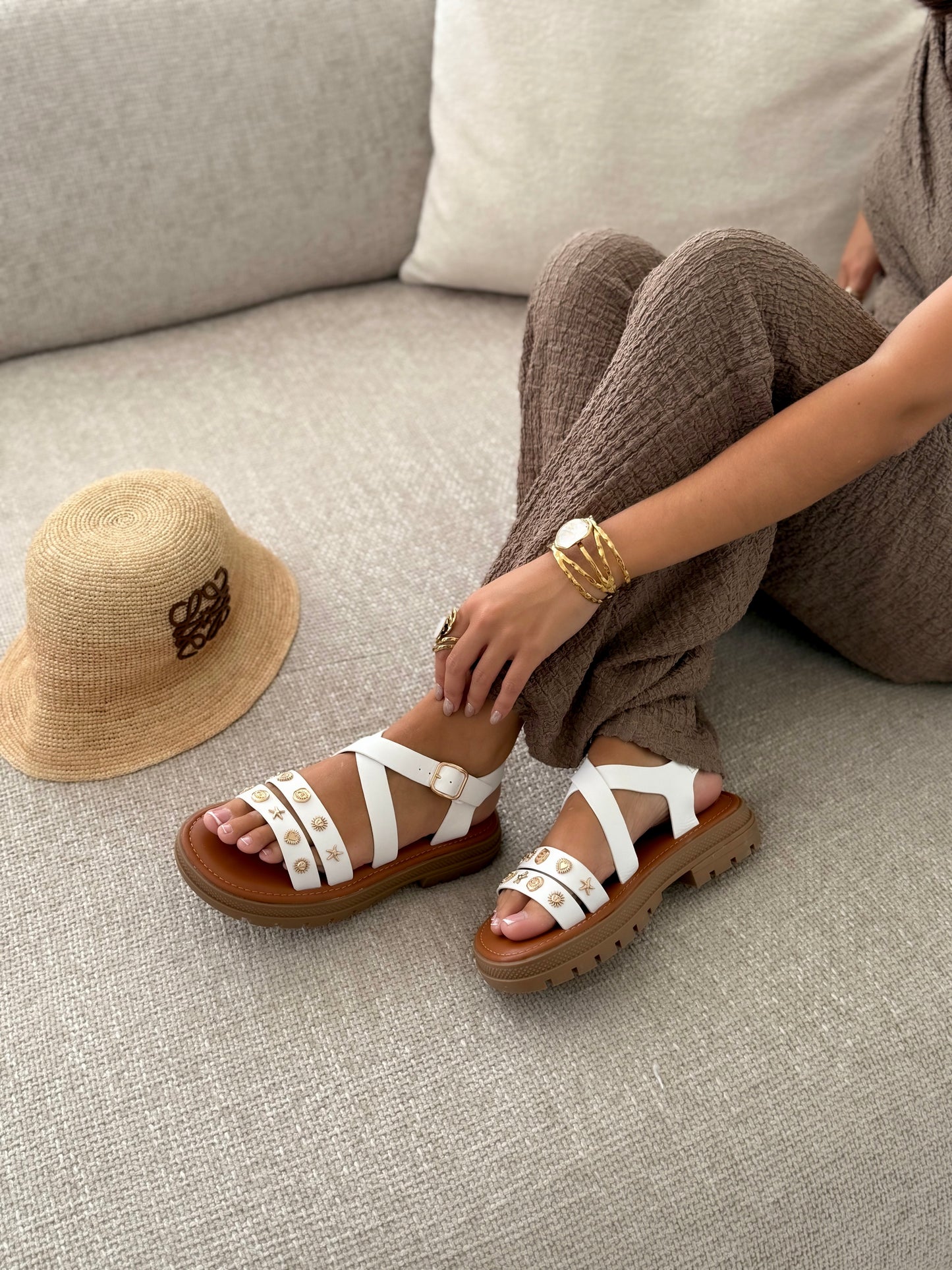 Malvina — Sandalias en blanco