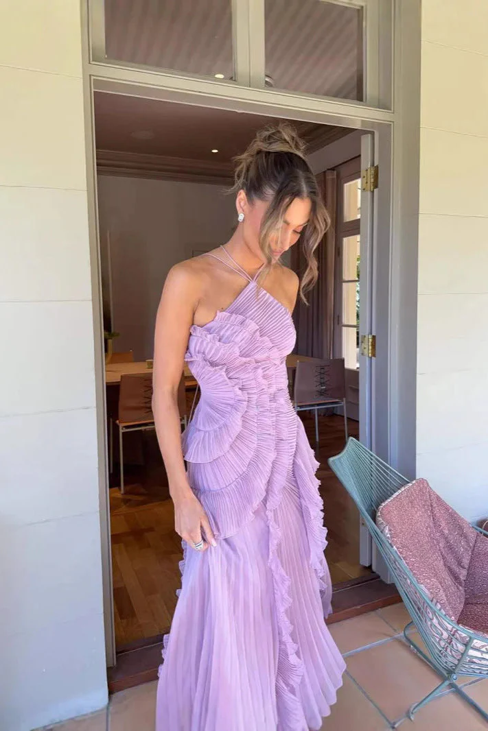 Elisia — Vestido largo elegante con volantes · Edición limitada