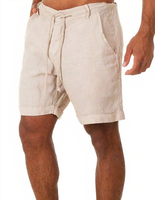 Pantalón corto de lino con cintura elástica