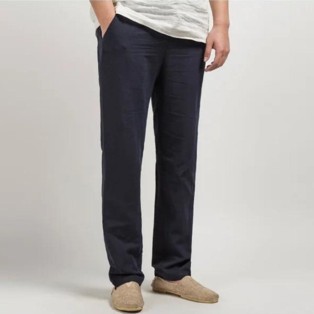 Nicolás · Pantalón de lino de pierna recta con cintura elástica