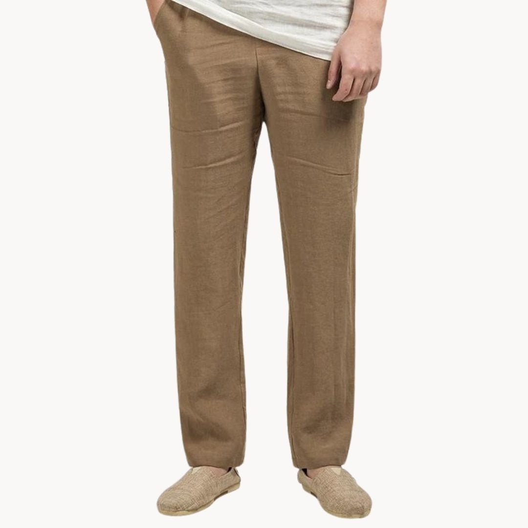 Nicolás · Pantalón de lino de pierna recta con cintura elástica