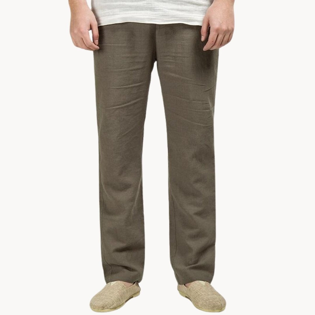 Nicolás · Pantalón de lino de pierna recta con cintura elástica