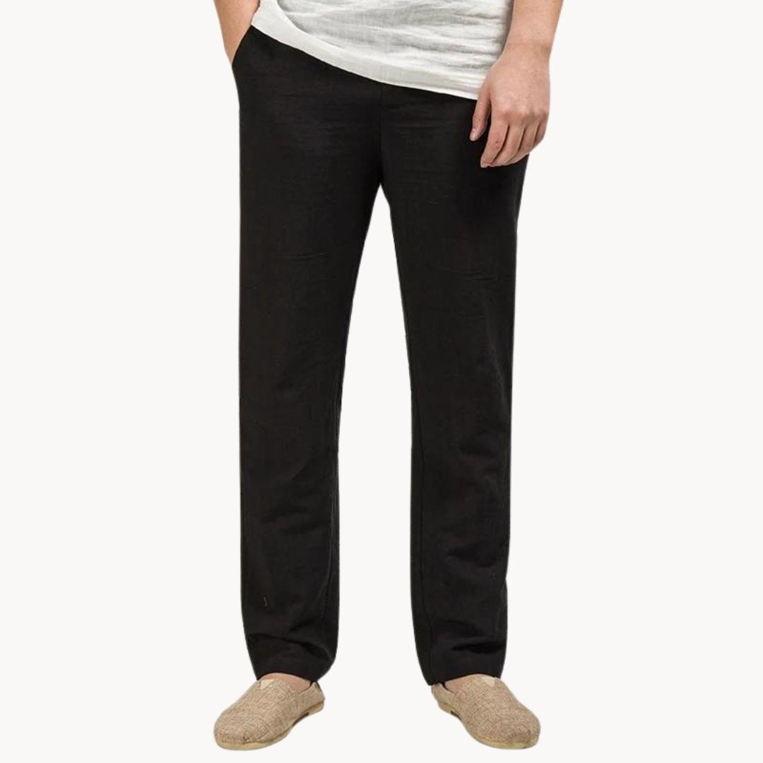 Nicolás · Pantalón de lino de pierna recta con cintura elástica