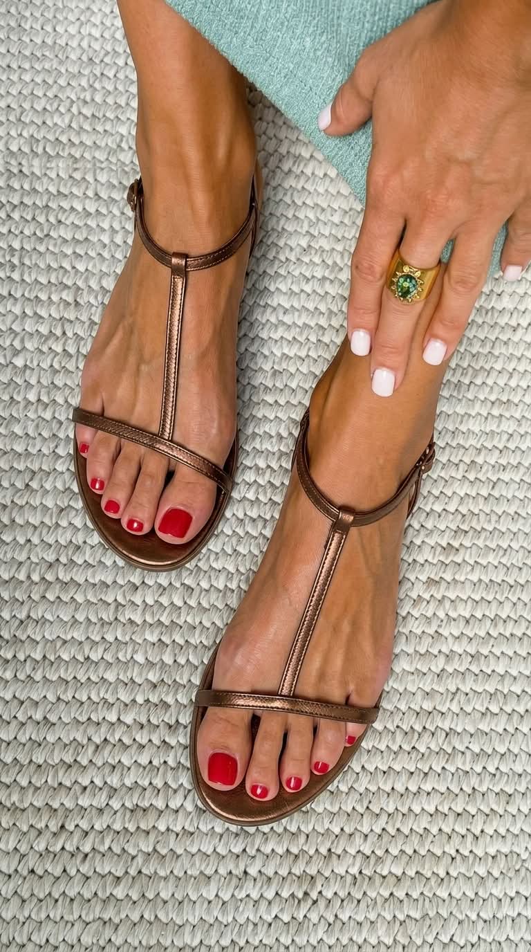Alba — Sandalias doradas de verano