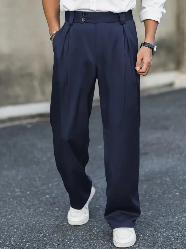 Pantalón de pinzas holgado con doble botón