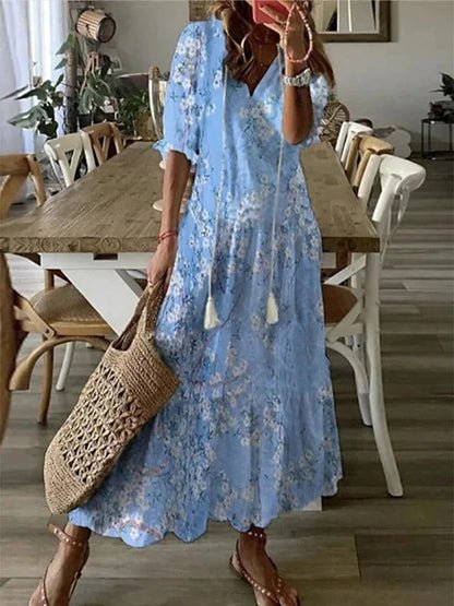 Leire — Vestido midi de estilo boho relajado