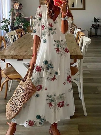 Leire — Vestido midi de estilo boho relajado